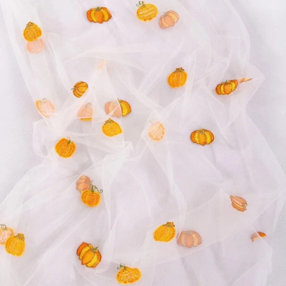 Socomi 3pcs Falll Thanksgiving Table Runner Pumpkin Leaf Tulle Gauze Cheesecloth